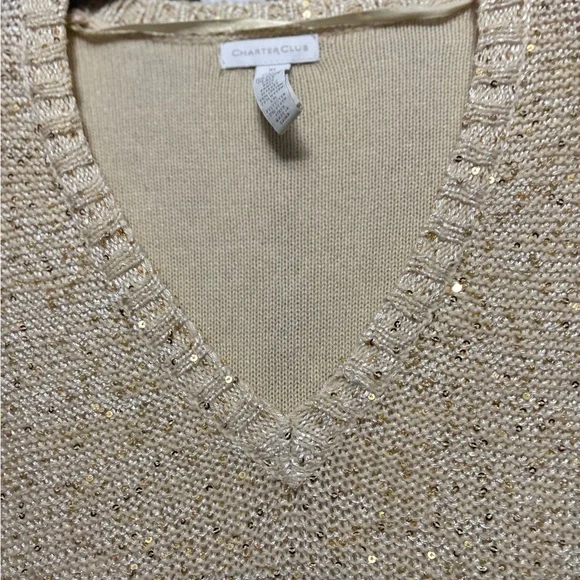 Charter Club Cream V-Neck Sweater - Picture 2 of 4